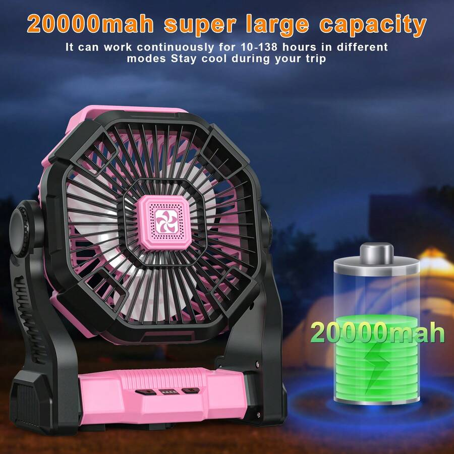 LED Lantern Camping Fan with Hook