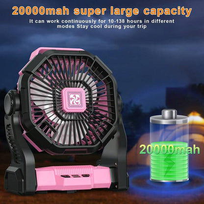 LED Lantern Camping Fan with Hook