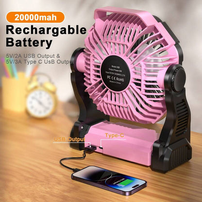 LED Lantern Camping Fan with Hook