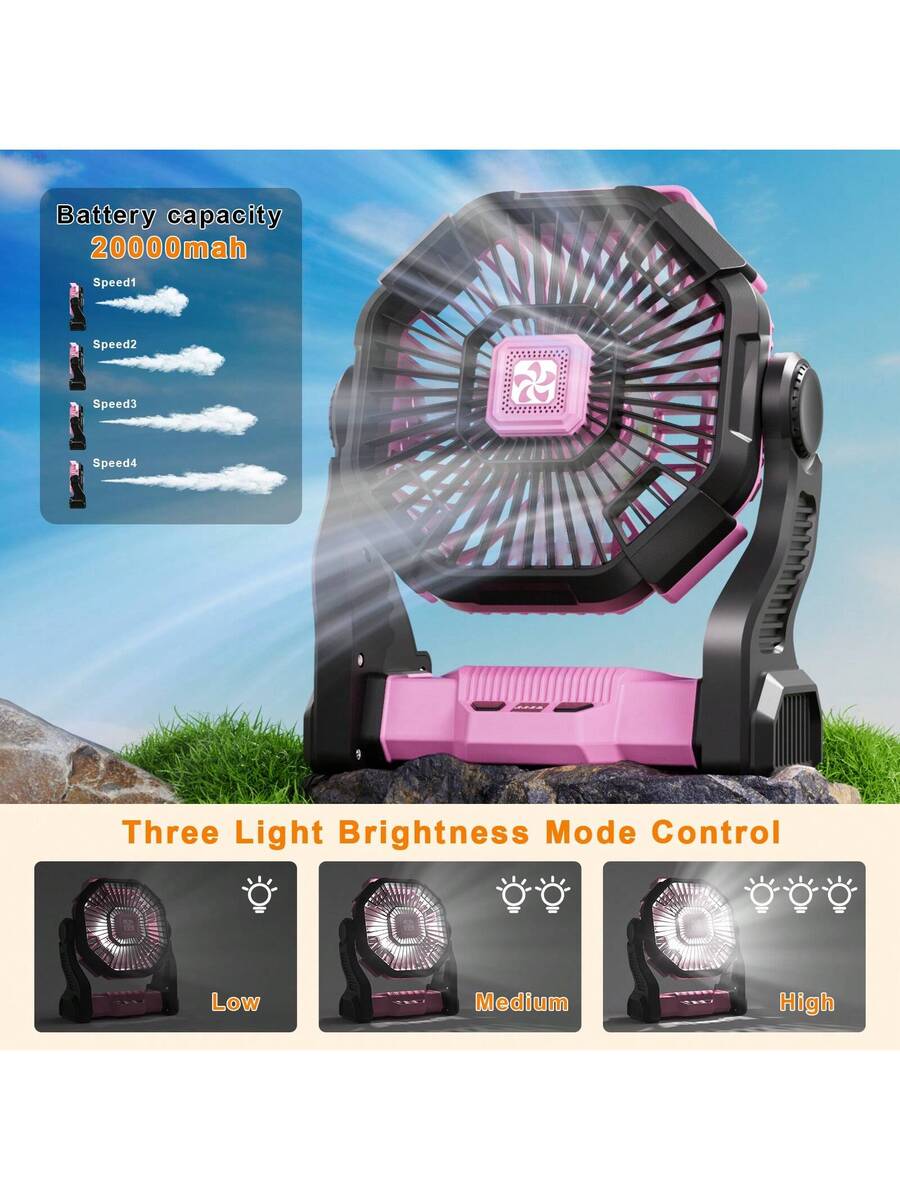 LED Lantern Camping Fan with Hook