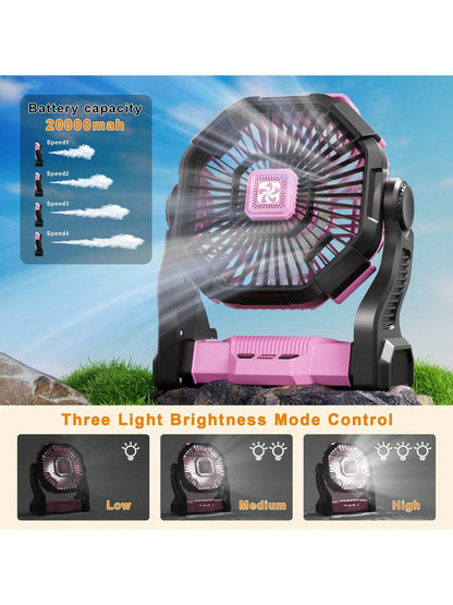 LED Lantern Camping Fan with Hook