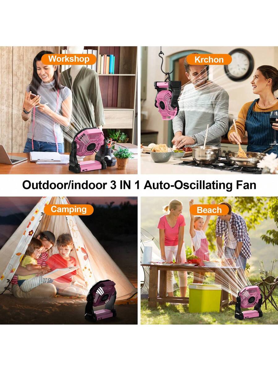 LED Lantern Camping Fan with Hook