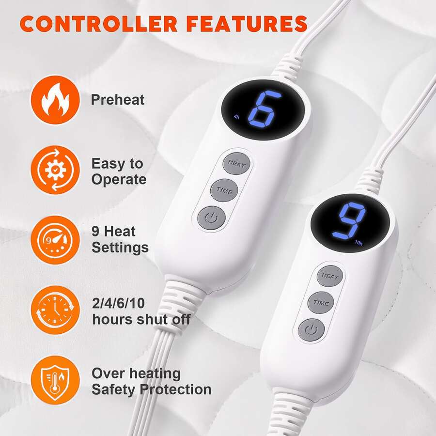 Heated Mattress Pad with Dual Controls