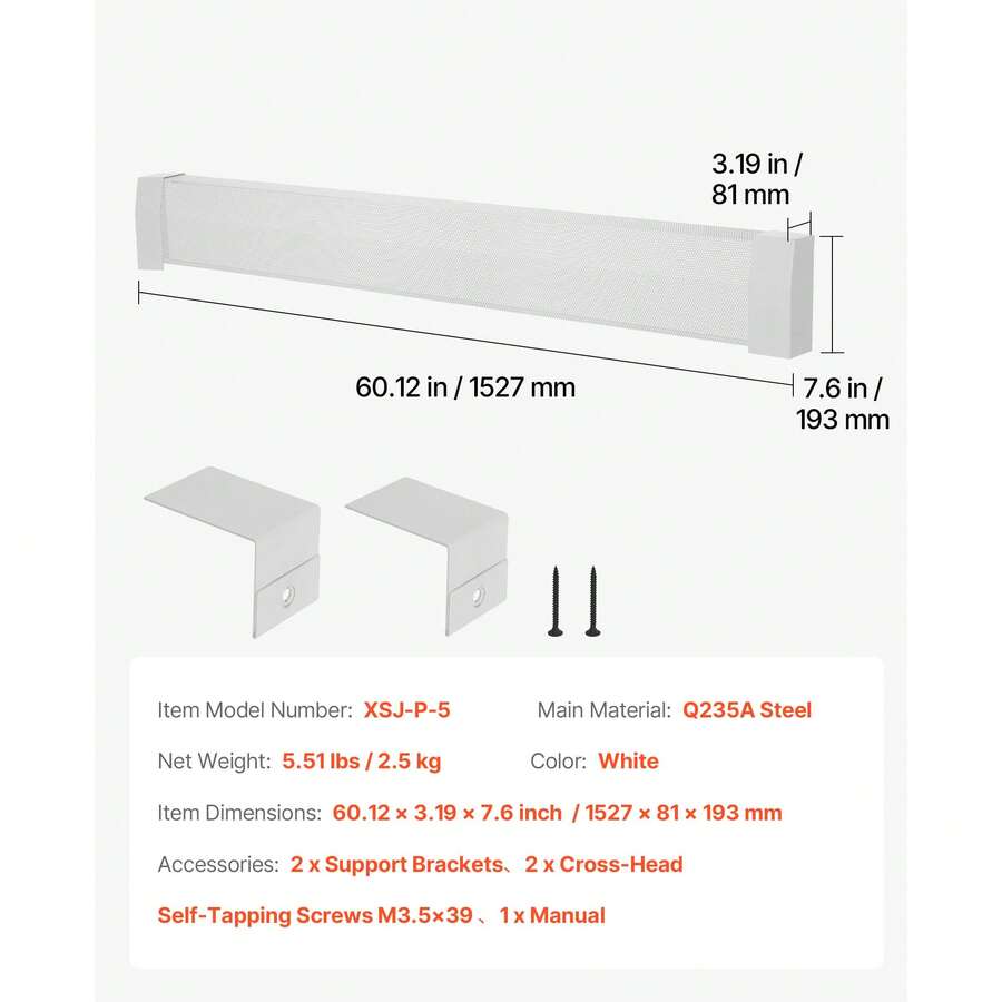 Steel Baseboard Heater Cover — 3, 4 or 5 ft