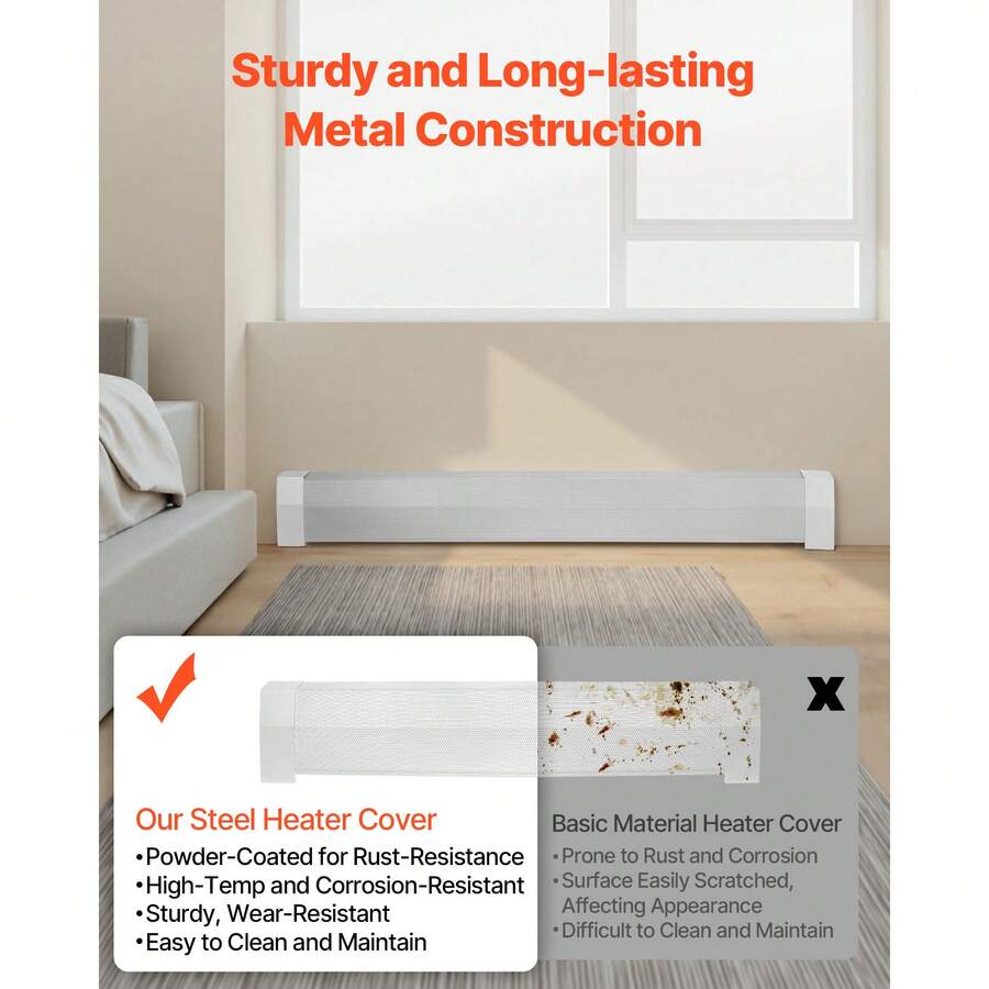 Steel Baseboard Heater Cover — 3, 4 or 5 ft