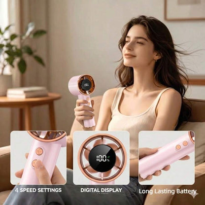 Pocket Fan with Digital Display & Rhinestone Bezel
