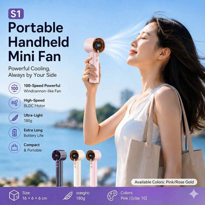 Pocket Fan with Digital Display & Rhinestone Bezel