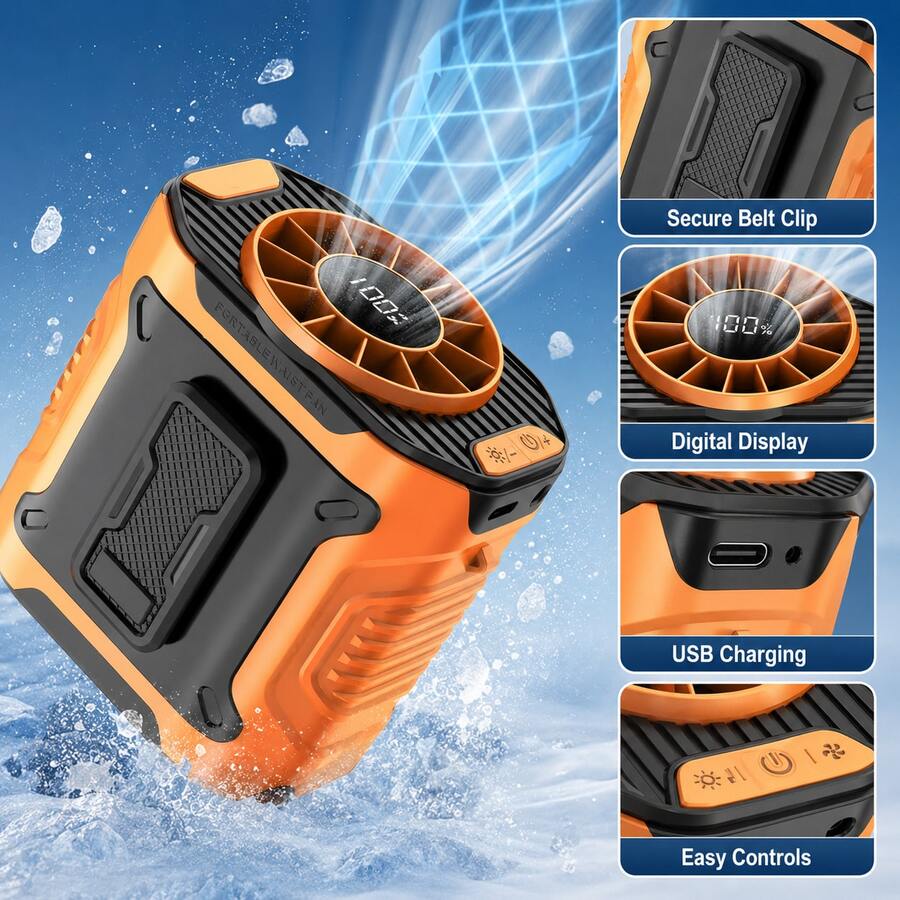 Rechargeable Waist & Neck Fan with Digital Display