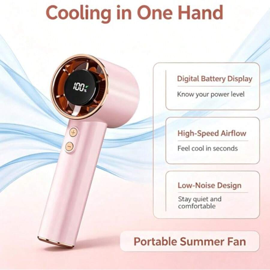 Pocket Fan with Digital Display & Rhinestone Bezel