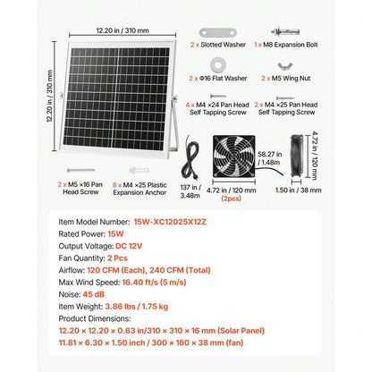 Solar-Powered Ventilation Fan Kit