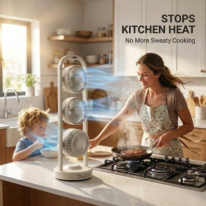 Triple-Head Floor Fan with Adjustable Heads