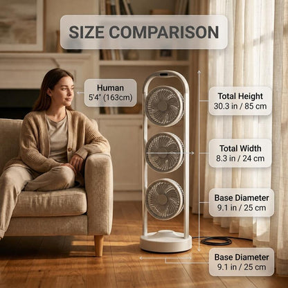 Triple-Head Floor Fan with Adjustable Heads