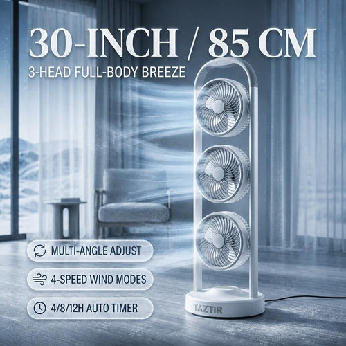 Triple-Head Floor Fan with Adjustable Heads