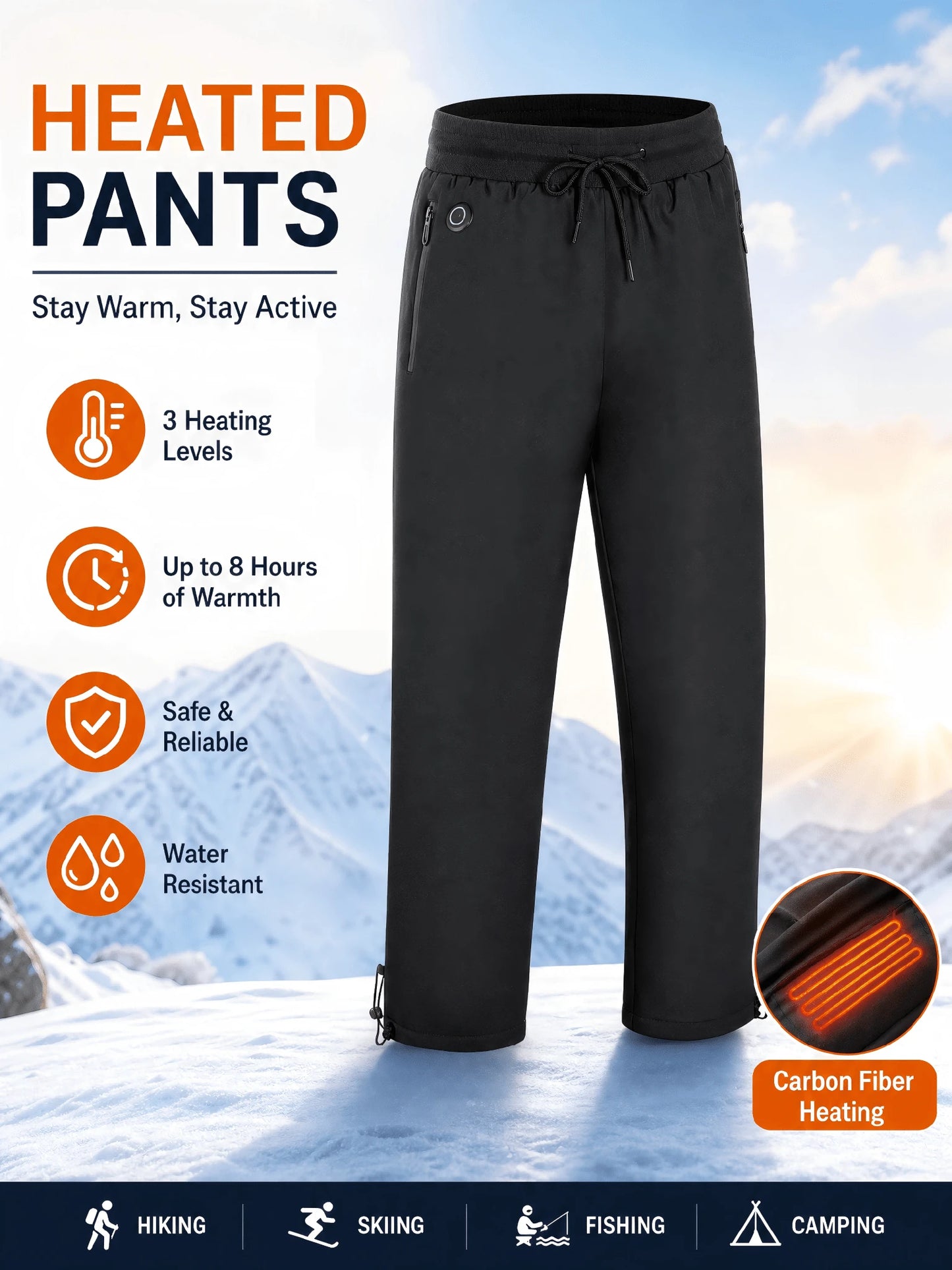 12-Zone USB Heated Pants — Power Bank Not Included